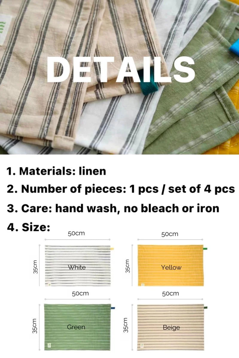 Retro Farmhouse French Linen Stripe Placemat for Elegant Table Setting